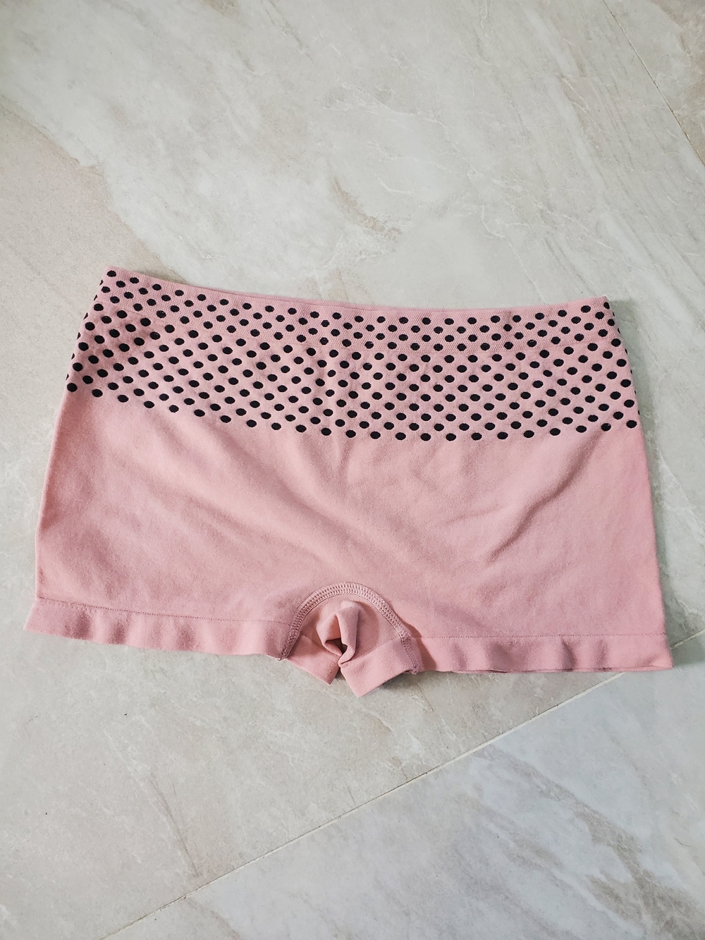 Seamless Pink Woman's shorts with Black Dot Waistband